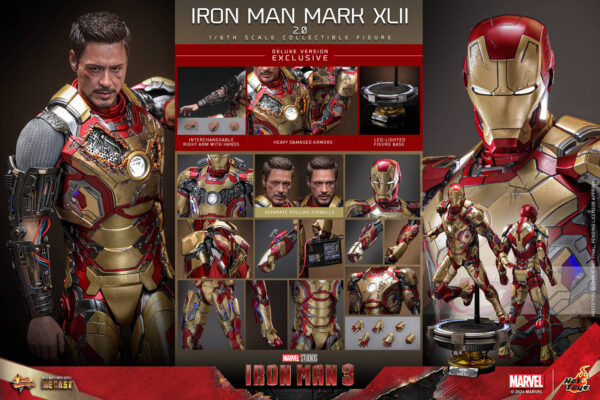 im3dx (1) Hot Toys Iron Man 3 - Iron Man Mark XLII 2.0 Deluxe Edition - Imagen 1